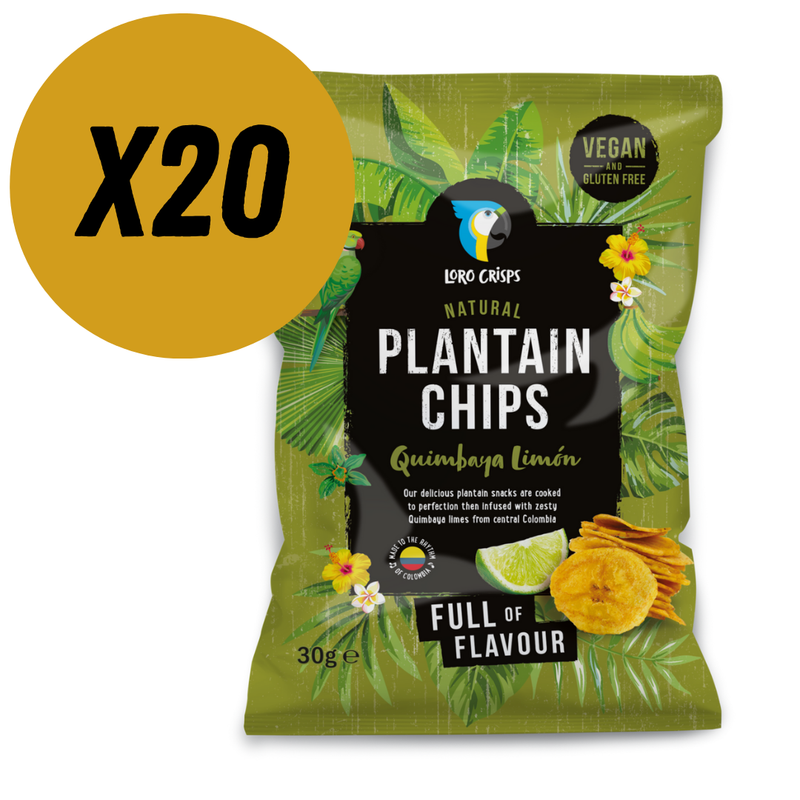 Loro Crisps Natural Plantain Chips, Quimbaya Lime 30g - Case of 20