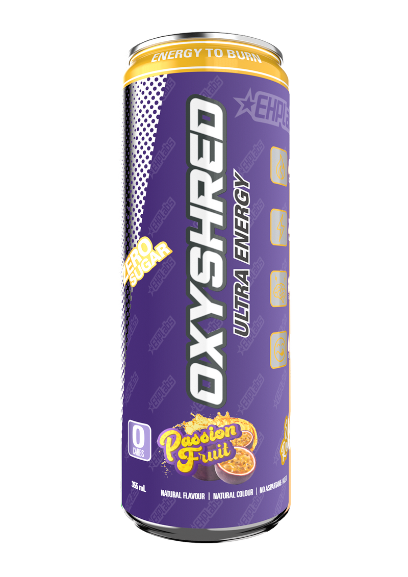 EHP Labs Oxyshred Zero Sugar Energy Drink Passion Fruit 355ml - Case of 12 [Best Before: 21/05/2025]