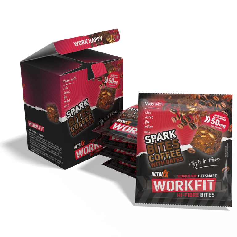 NutriFX Workfit Roast Coffee with Date Flavour Spark Bites (5 x 50g multipack) [Best Before: 03/12/2025]