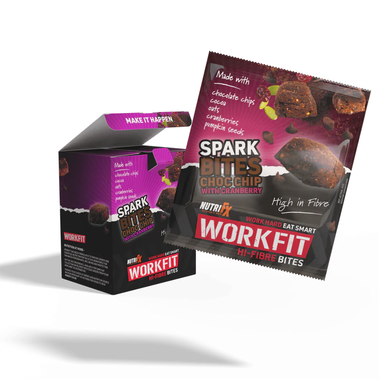 NutriFX Workfit Chocolate Chip with Cranberry Spark Bites (5 x 50g multipack) [Best Before: 03/12/2025]