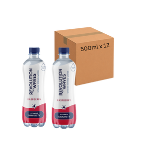 Revolution Waves Immunity Vitamin Spring Water Raspberry 500ml - Case of 12 [Best Before: 30/06/2026]