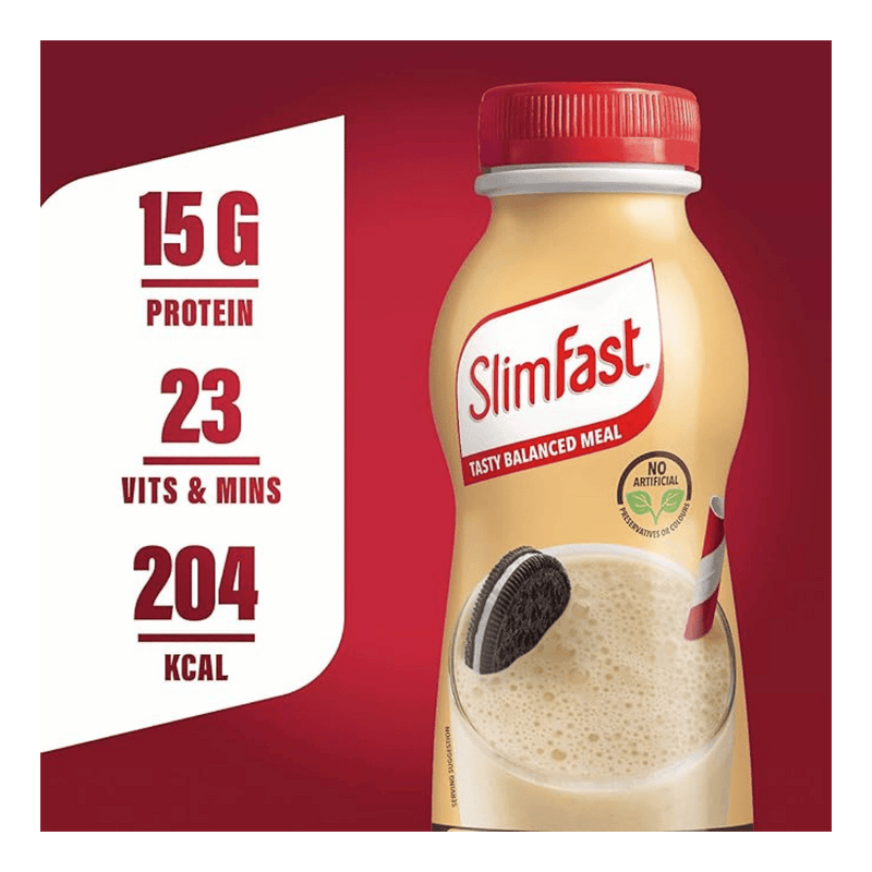 SlimFast Cookies & Cream  Ready to Drink Meal Replacement Shake 325ml - Case of 6