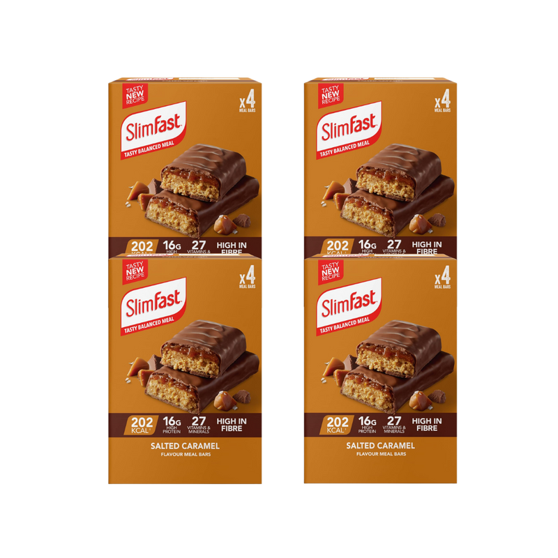 Slimfast Salted Caramel High Protein Meal Replacement bars 60g - Case of 16 [Best Before: 30/07/2026]