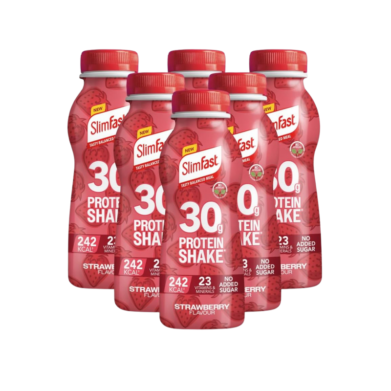 Slimfast Strawberry Flavour Ready-to-Drink Protein Shake (30g protein) 325ml - Case of 6