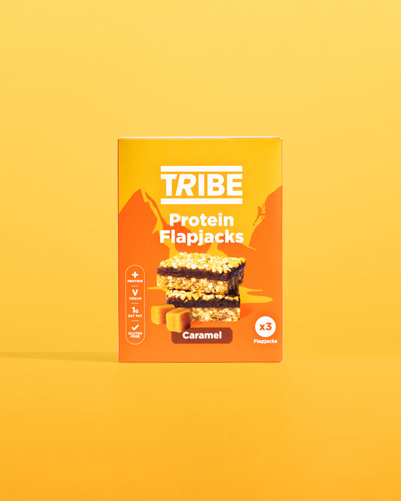 Tribe Caramel Protein Flapjacks (3 x 38g Multipack) - Case of 7  [Best Before: 06/07/2025]
