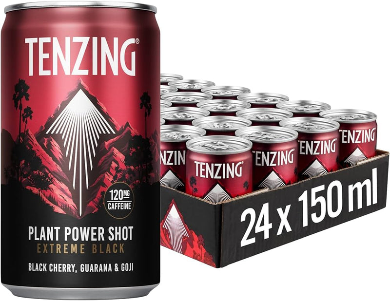 Tenzing Black Cherry, Guarana & Goji Plant Power Shot 150ml - Case of 24 [Best Before: 31/01/2025]