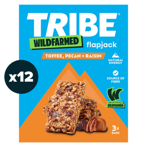 Tribe x Wildfarmed Toffee Pecan & Raisin Flapjack Multipack 3 x 50g - Case of 12 (36 bars total)