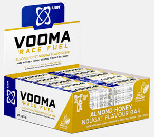 USN Vooma Race Fuel Energy bars Almond Honey Nougat flavour 25g - Case of 30 [Best Before: 30/06/2025]