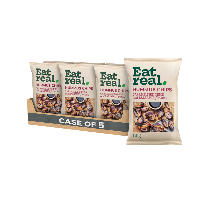 Eat Real Hummus Chips Caramelised Onion & Balsamic Vinegar- Case of 5