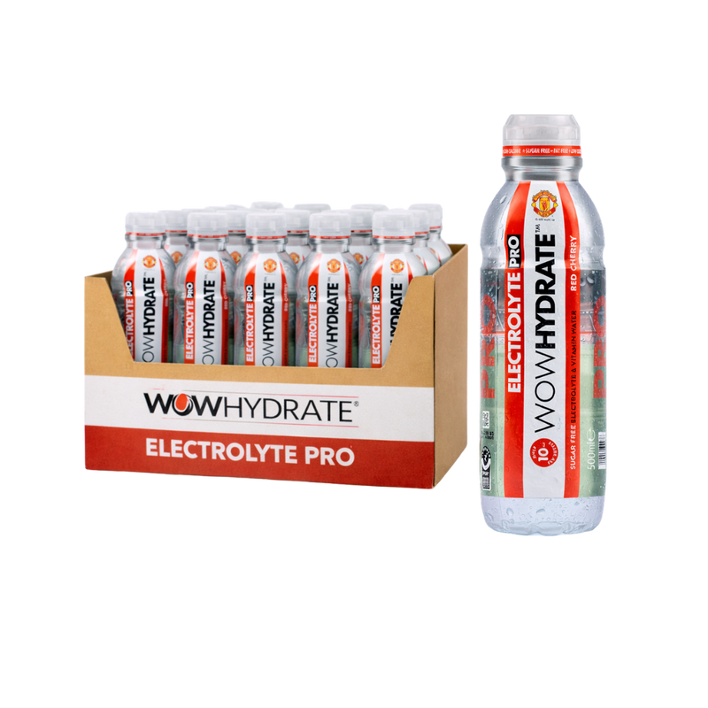 Wow Hydrate Sugar Free Electrolyte Pro Water Red Cherry Man Utd Edition 500ml - Case of 12